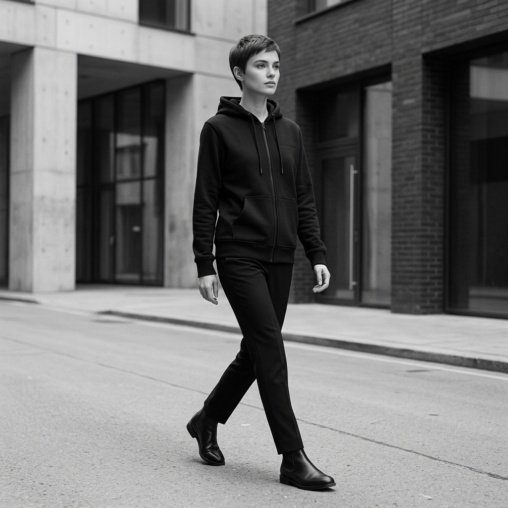 Essential Zip Hoodie · Negro — Black Apparel